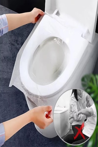 50 Adet Klozet Kapağı Kılıfı Hijyenik Seyahat Tek Kullanımlık Klozet Wc Örtüsü