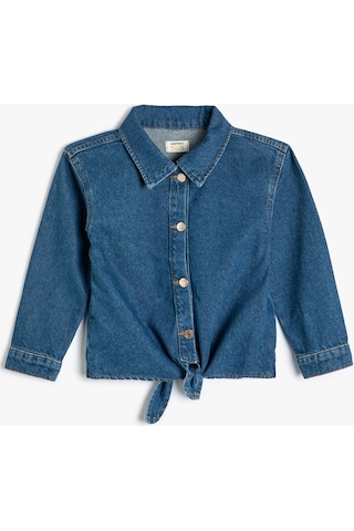 Koton Kot Ceket Önden Bağlamalı Uzun Kollu Pamuklu Orta İndigo 4skg20013ad 4SKG20013ADMID İndigo