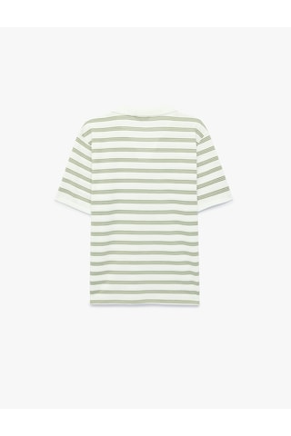 Koton Regular Fit Kısa Kollu Çizgili Polo Yaka Tişört Gri Çizgili 6sam10073mk