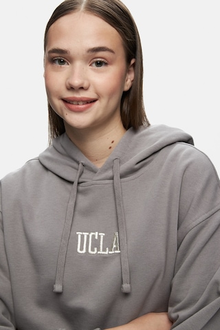 Ucla Jess Gri Kapüşonlu Nakışlı Oversize Kadın Sweatshirt Gri