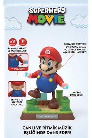 TıfılToys Dans Eden Işıklı Süper Mario Oyuncak - Müzikli Ve Hareketli 22 Cm Aksiyon Figürü