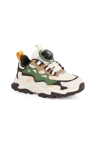 Pepino Çocuk Spor Ayakkabı Çevirmeli Döner Kilitli Mekanizma Kalın Tırtıklı Dişli Taban Outdoor Sneaker 2364 Krem-haki