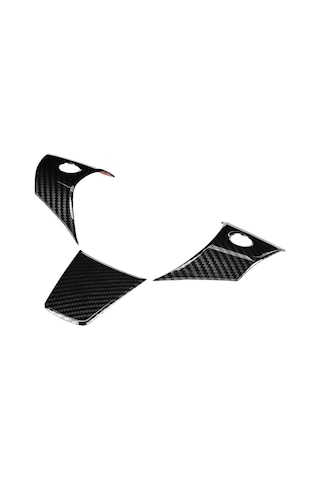 Springsun Tesla Model Y İçin Abs Direksiyon Sticker Seti - Siyah, 17x9x8cm, 3 Adet