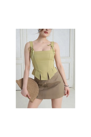 Fleurs Chic Yağ Yeşili Korse Büstiyer Bluz Yeşil