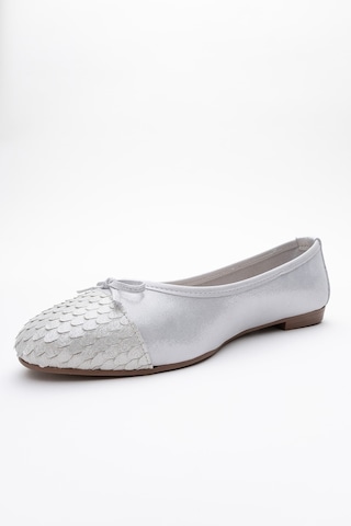 Luvishoes Luvi Shoes 02 Beyaz Simli Hakiki Deri Kadın Babet Ayakkabı Beyaz