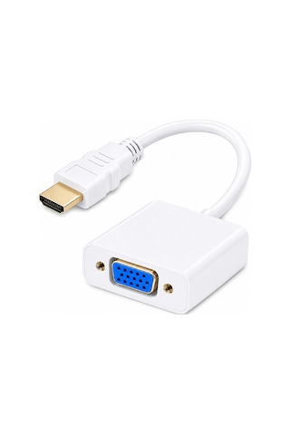 Hdmi To Vga Kablo Çevirici Dönüştürücü Adaptör Görüntü Aktarıcı - Beyaz