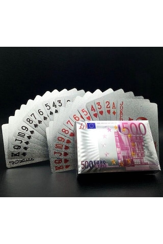 Euro Baskılı İskambil Oyun Kartları Gümüş Renk