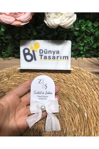 Uv Baskı Pleksi Magnet Söz, Nişan, Nikah, Düğün, Kına 10 Adet Gold - Beyaz