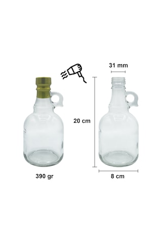 Afracam Galon Şeffaf 500 ML Kilitli Kapaklı ve Kapüşonlu Boş Cam Şişe 5 Adet