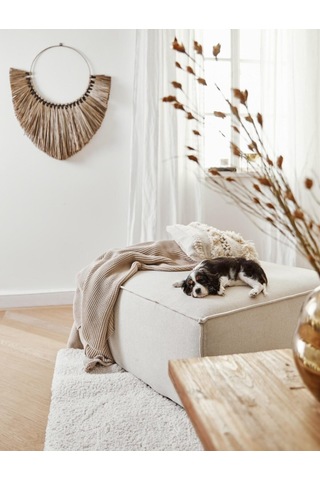 Most Mollis Kare Puf Silinebilir 01 Kırık Beyaz Keten Kumaş Yumuş