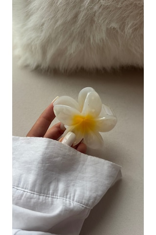 Lotus Mandal Toka Mandal Saç Tokası Kadın Saç Tokası - Aksesuarı Beyaz - Sarı