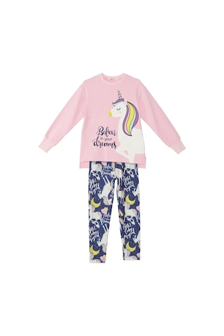 Denokids Mshb&g Unicorn Kız Çocuk Sweatshirt Tayt Takım Gülkurusu