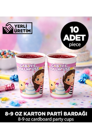 Gabby S Dollhouse Temalı 8-9 Oz Karton Parti Bardağı - Doğum Günü Malzemeleri 10 Adet Diğer