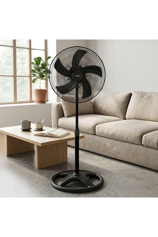 Kumtel KTF-345 Siyah 18" Ayaklı Vantilatör 60 W 5 Pervaneli 3 Kademeli 132 CM