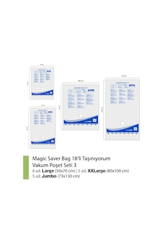 Magic Saver Bag 18´Li Taşınıyorum Vakumlu Poşet Seti 3