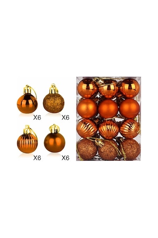 Yaozixa Noel Dekorasyonu: 3cm Bronz Kabak Şeklinde Çelik Ayna Yuvarlak Plastik Toplar, 24 Adet, Alışveriş Merkezi Tavanı Ve Noel Ağacı Süsü