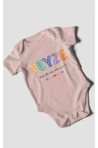 Morivokids Teyze Anne Gibi Ama Daha Cool Kısa Kollu Bebek Body %100 Pamuk Pastel Pembe