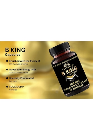 B.king 2 Adet Erkeklere 30lu Destekleyici Kapsüller: Shatavari Shilajit Ashw.aga.ndha Gokshura Safed Musli Shudh