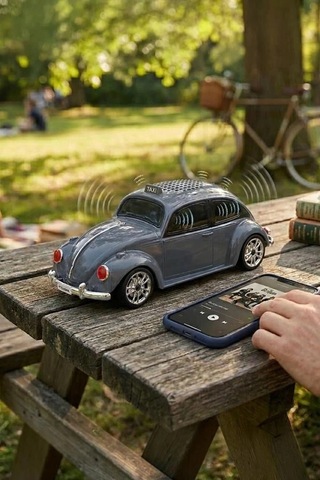 Özel Seri Torima Bluetooth Hoparlör Retro Araba Voswos D49 Gri Müzik Aleti Tasarım Radyo Görsel Obje