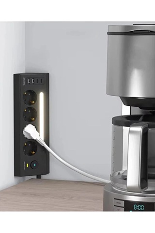 Lp764 Çoklu Gece Lambalı Priz Yüksek Gerilim Korumalı 4 Lü Priz 2xusb 2xtype-c Çıkışlı Grup Priz Çoğ 1