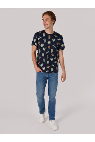 Colin's Colins Regular Fit Bisiklet Yaka Baskılı Lacivertvert Erkek Kısa Kol Tişört 001