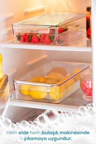 Vienev 3'lü 8 L Kapaklı Maxi Buzdolabı Dolapiçi Düzenleyici Organizer