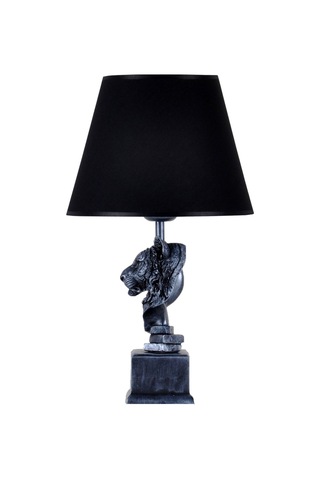 Qdec Modern Dizayn Aslan Abajur Gümüş Siyah Diğer