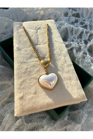 Pearl Heart Gold Kolye Altın