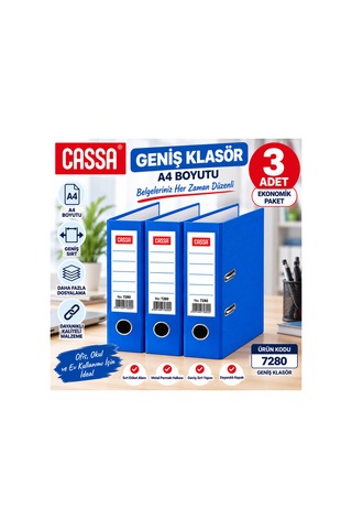 Mavi Geniş Klasör A4 3 Lü Set