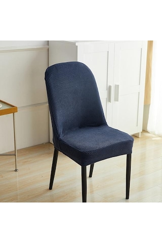 Lacivert 1/2/4/6 Adet Jakarlı Kavisli Sandalye Kılıfı Ofis Koltuğu Klozet Kapağı M Yıkanabilir Toz Geçirmez Koltuk Örtüsü 56658380