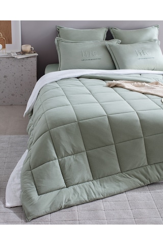 Madame Coco Bobigny Çift Kişilik Pamuklu Supersoft Comforter Set - Mint Yeşili Yeşil