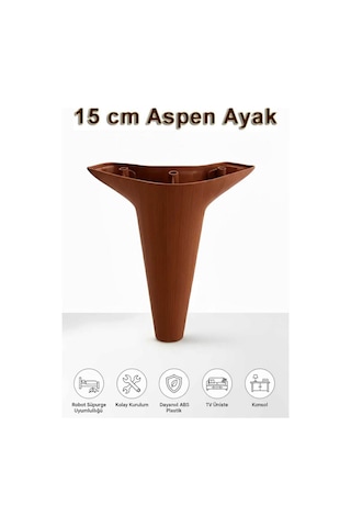 Aspen 15 Cm Ceviz 4'lü Set Koltuk Baza Dolap Tv Ünitesi Yatak Odası Konsol Ayağı Ceviz