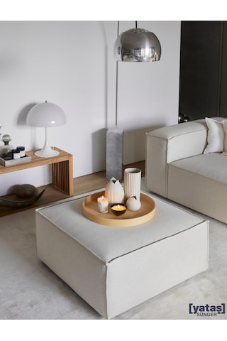 Most Mollis Kare Puf Silinebilir 01 Kırık Beyaz Keten Kumaş Yumuş