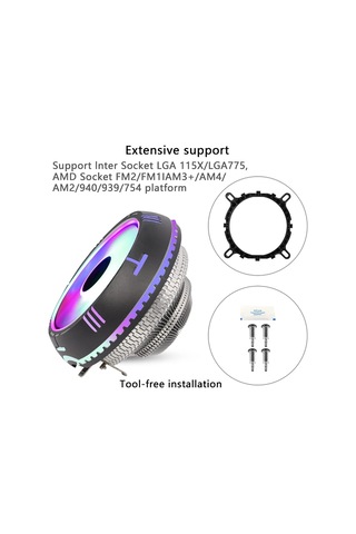 Cpu Hava Soğutucu, Sessiz Olun Rgb Cpu Soğutucu Fan, Siyah Alüminyum Kanatlar Intel/amd4 Evrensel Soket Hidrolik Rulm Standart
