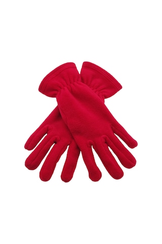 Kadın Kışlık Kırmızı Termal Polar Eldiven - Polar Bere 2'li Set Kırmızı