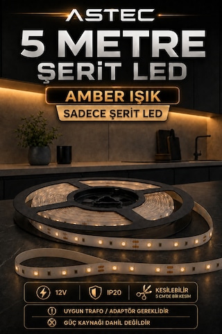 Astec 12v Şerit Led 5 Metre / 10 Metre Yapışkanlı Kesilebilir İç Mekân Aydınlatma Trafo Hariç Bütün Renkler 48546284