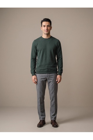 Maccali Erkek Yeşil Selanik Bisiklet Yaka Sweatshirt
