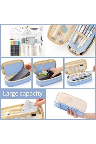 Aoyingnettech Kurşun Kılıflı Kalem Depolama Çantası Büyük Kapasiteli Gz Mavi