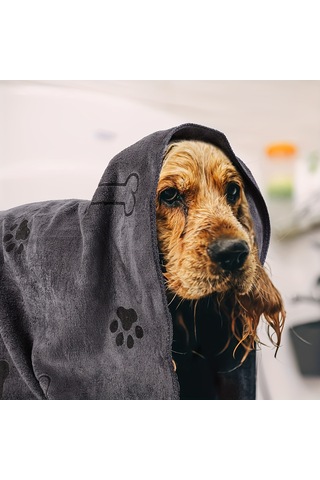 Ecronicword 4 Set Evcil Köpek Banyo Havlusu Emici Çabuk Kuruyan Yumuşak