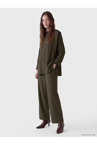 Lcw Modest Haki Dik Yaka Kadın Tunik
