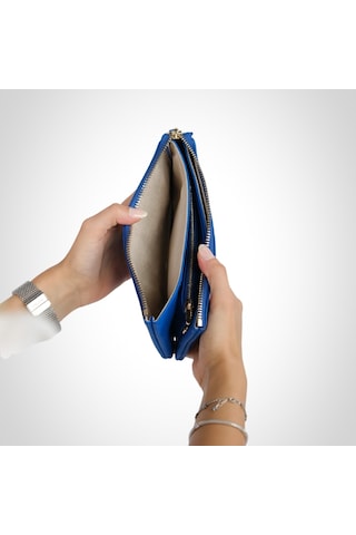 Mft Leather Hakiki Deri Kadın Cüzdan Çanta Almeda 5463 Flother Mat Saks Mavi