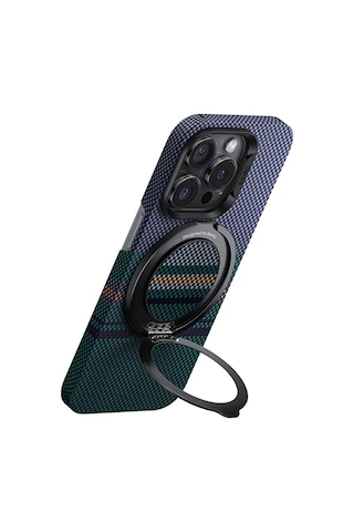 Benks Magnetik Özellikli 360 Derece Dönebilen Aurora Green Kevlar Tasarımlı Parmak Ring Stand Siyah