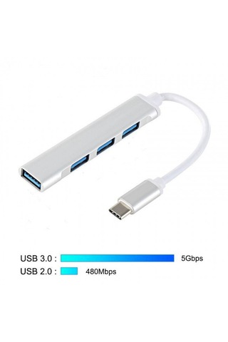 Type C To Usb Hub 4 Port Dönüştürücü Adaptör Apple Uyumlu Macbook & Telefon Uyumlu Hızlı Veri Aktarımı