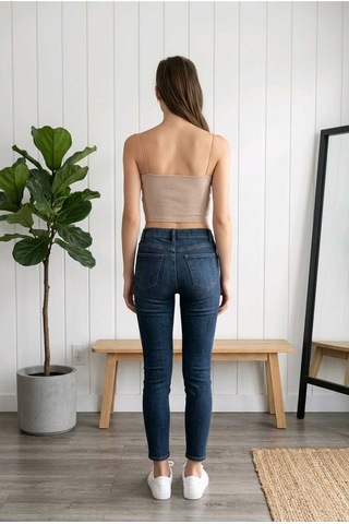 Lirona Kadın Tencel Modal Kumaş İnce İp Askılı Crop Top Body 3'lü Paket Bej