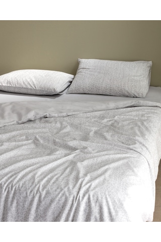 Madame Coco Grelot Çift Kişilik Pamuklu Baskılı Nevresim Takımı - Gri Gri