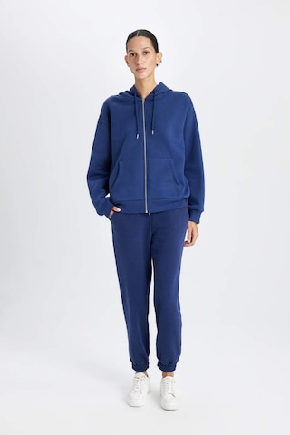 Defacto Relax Fit Kapüşonlu Cepli Basic Düz Fermuarlı Sweatshirt C1809AX24WNNV42 Lacivert