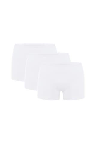 Carlburn Premium Basic Lazer Kesim Dikişsiz Kadın Boxer Külot 3'lü Paket İç Giyim Pantolon İçi Esnek Kumaş Beyaz