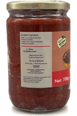 Antep Güneş Kurusu Acı Biber Salçası 700 Gr