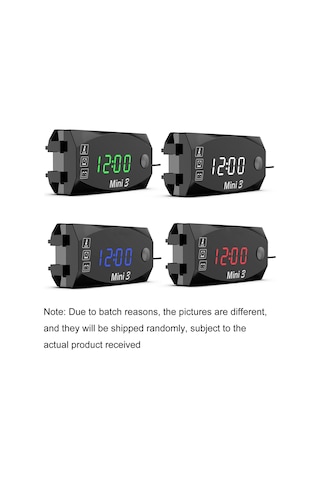 Gerilim Saat Ve Sıcaklık 3'ü 1 Arada Led Elektronik Metre Büyük Ekran Dijital Ekran Su Geçirmez Ve Toz Geçirmez Voltmetre Mavi Işık Mavi