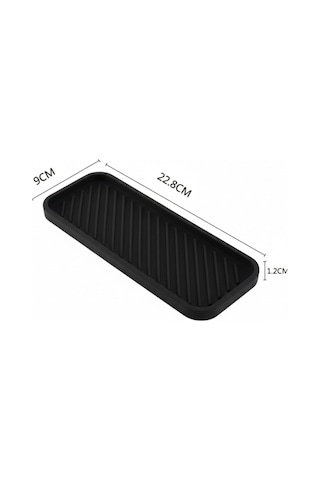 Siyah Silikon Yağdanlık Yağlık Standı Altlık Çok Amaçlı Organizer Sabunluk Altlığı 23x10 Cm Diğer